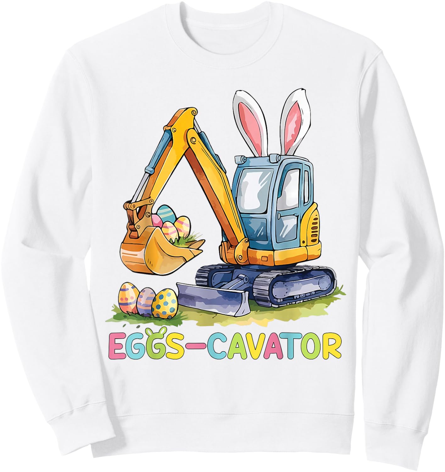 Eggscavator Easter Egg Hunt Construction Trucks Boys Toddler Sweatshirt - Sweatshirt | White
