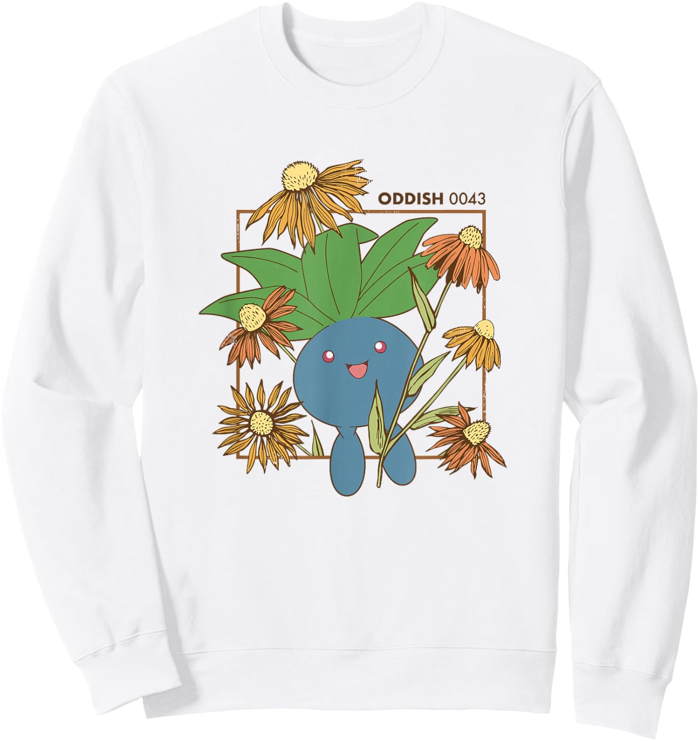 Pokémon Oddish 0043 Happy Jumping Floral Portrait Sweatshirt - Sweatshirt | White