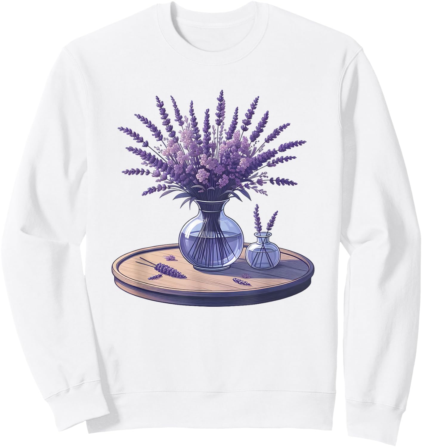 Lavender Flower , white, S Sweatshirt - Sweatshirt | White