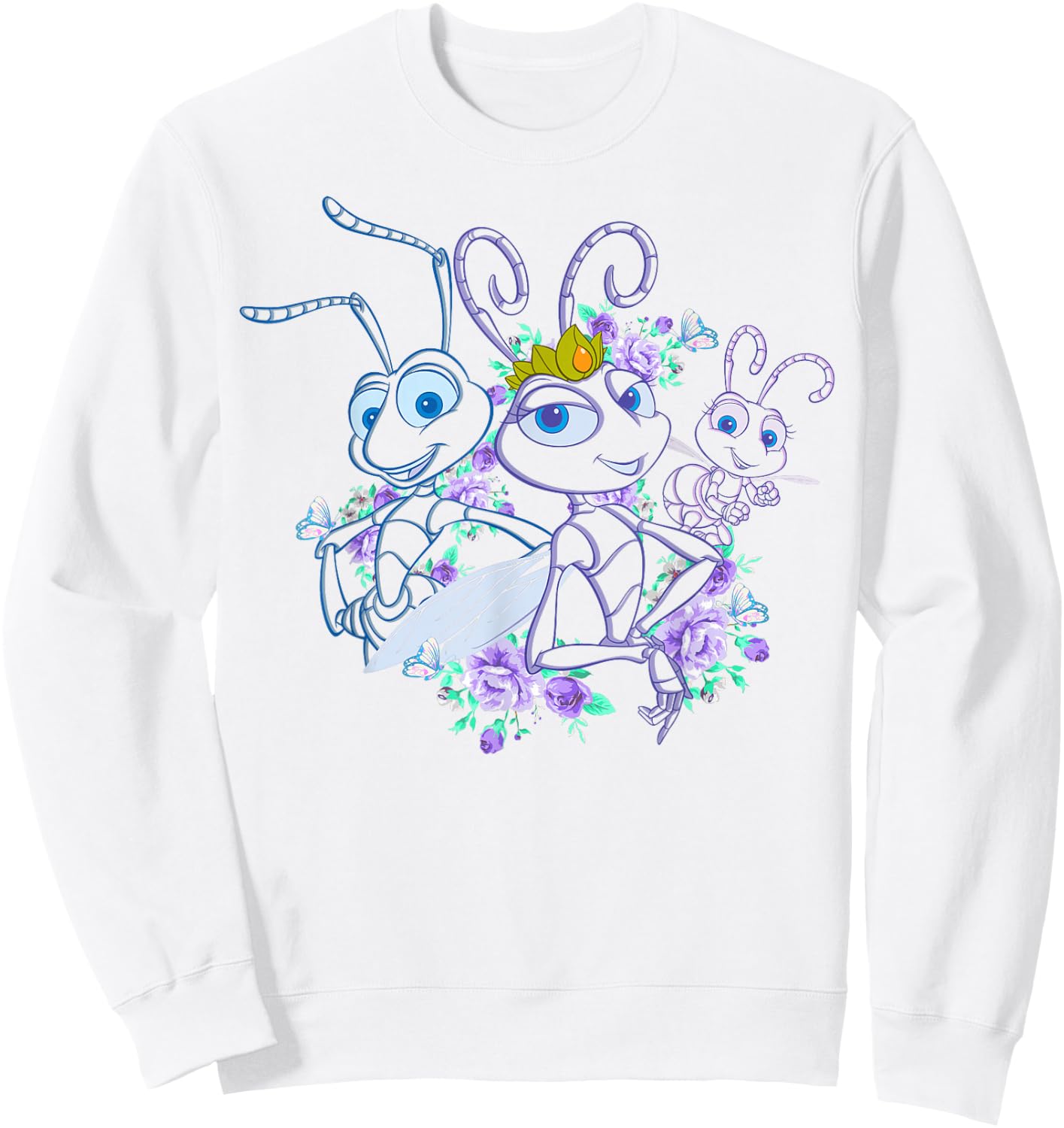 Disney Pixar A Bug's Life Queen Ant Trio Floral Graphic Sweatshirt - Sweatshirt | White