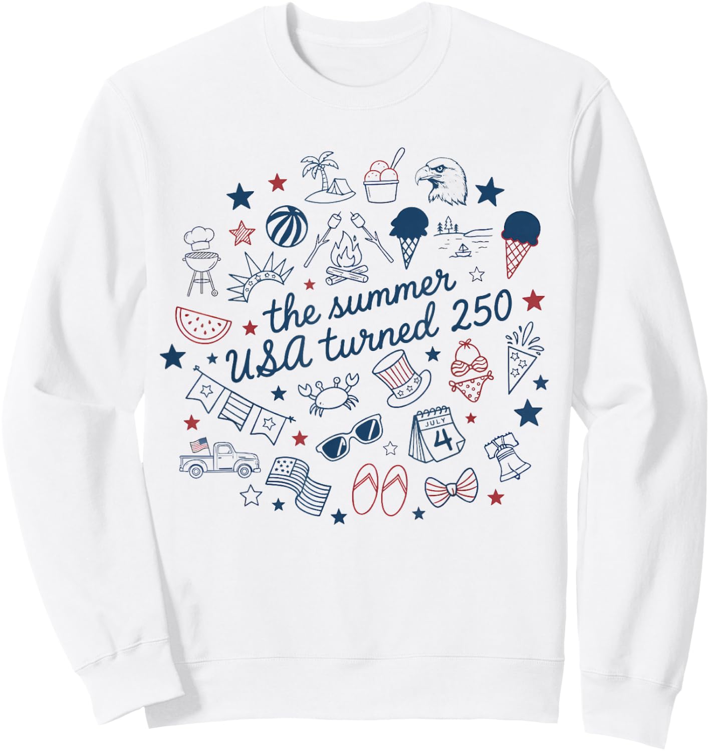 Retro The Summer USA Turned 250 America 250th Anniversary Sweatshirt - Sweatshirt | White