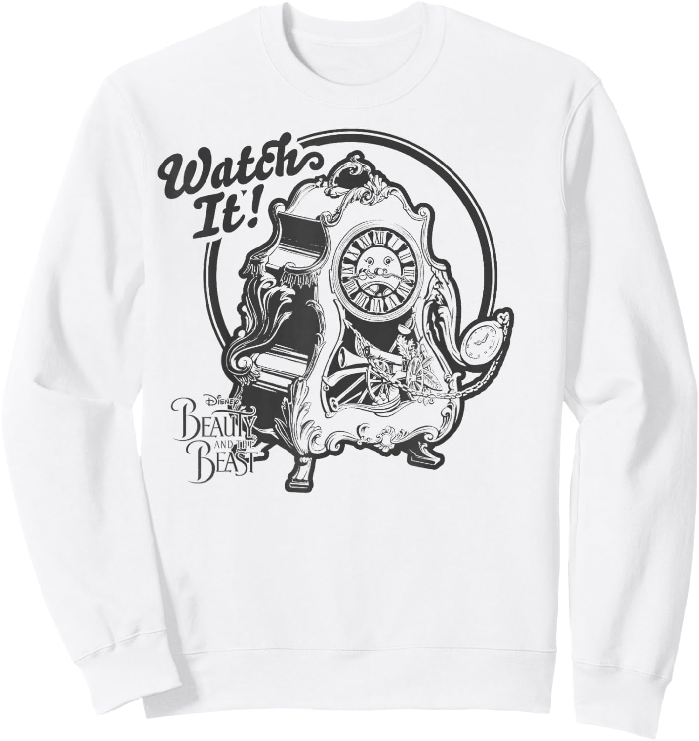 Disney Beauty & The Beast Cogsworth Watch It Graphic Sweatshirt - Sweatshirt | White