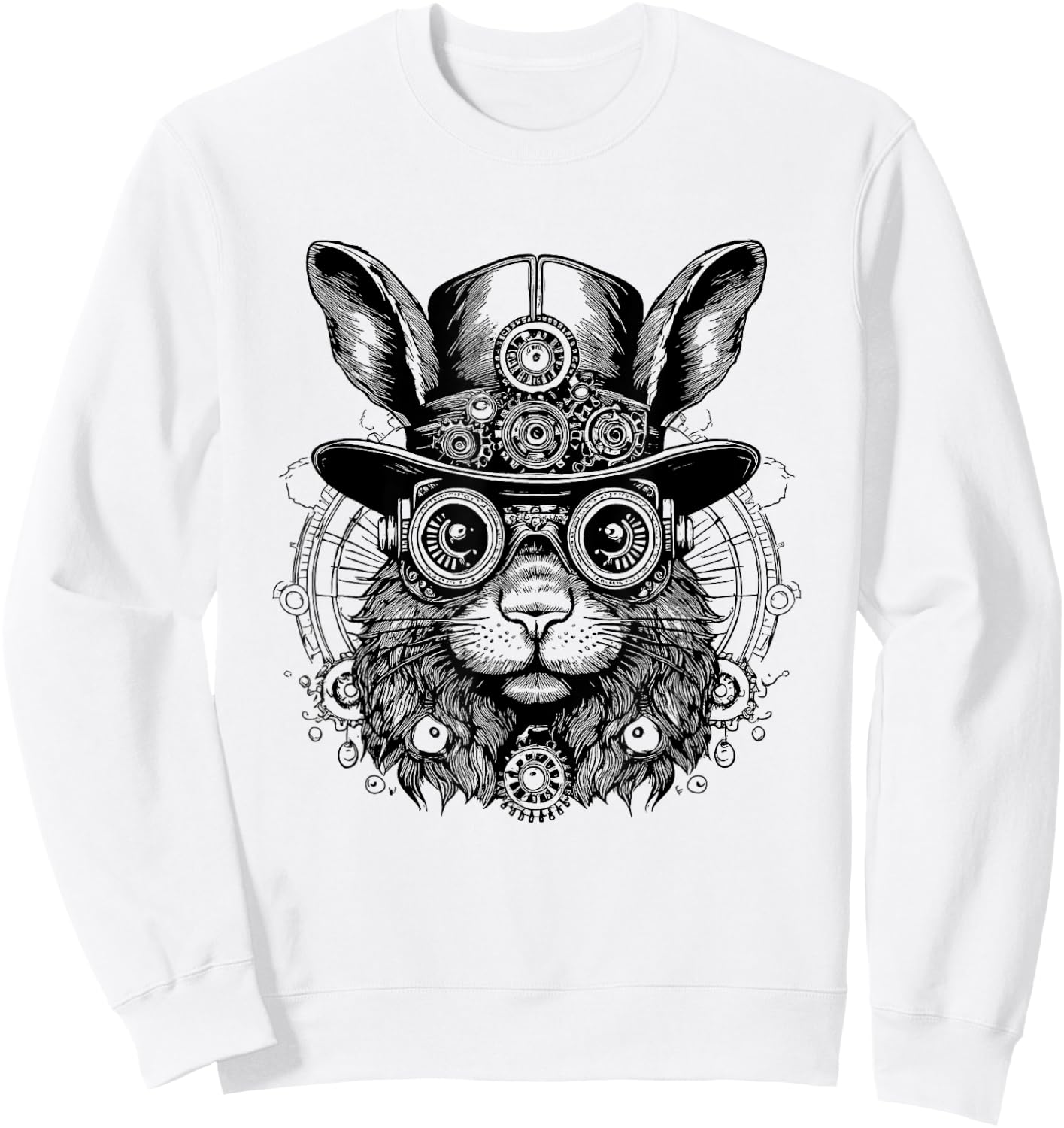 Fantasy Steampunk Rabbit Lover, Whimsical Bunny Animal Sweatshirt - Sweatshirt | White