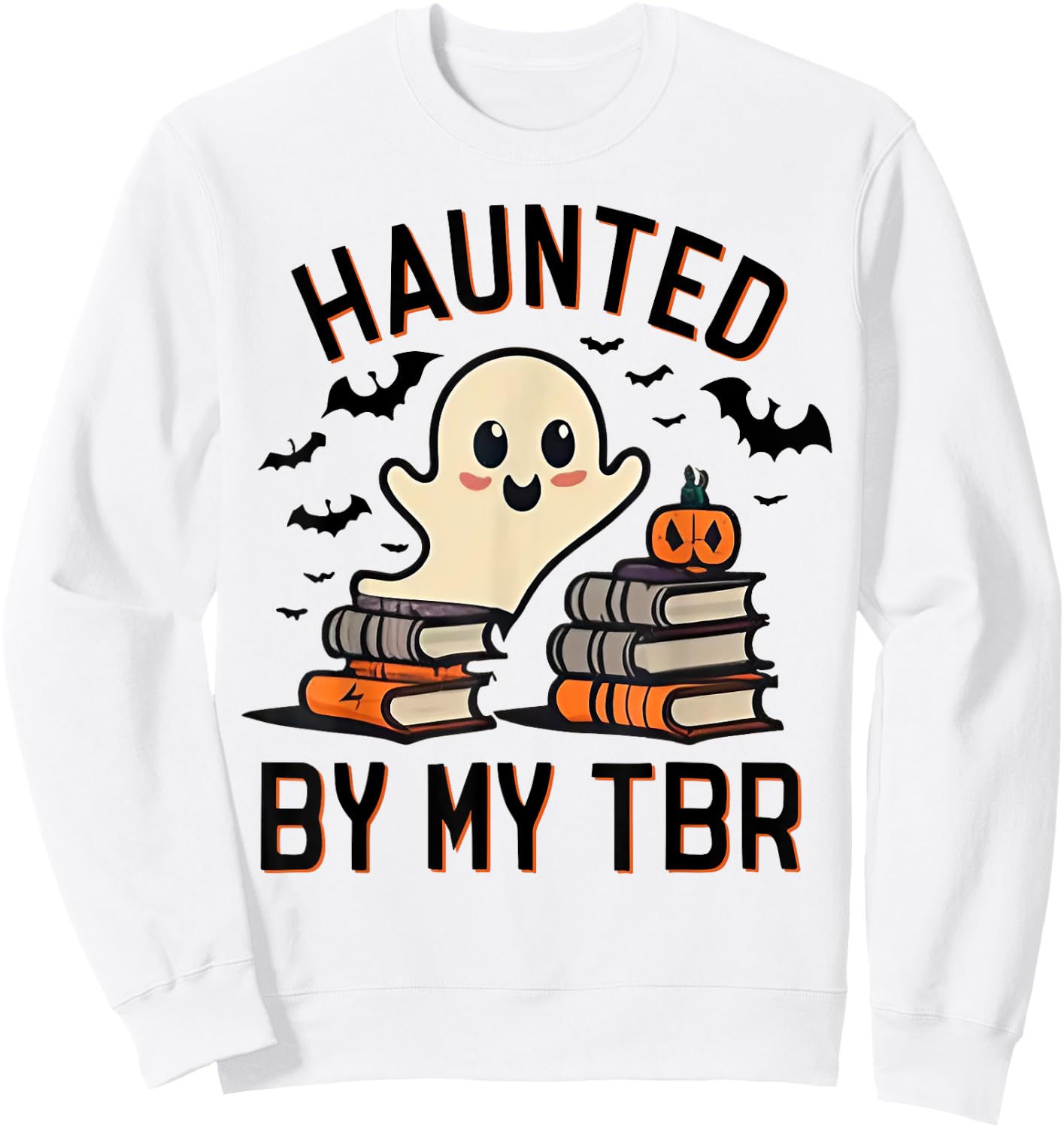 Haunted by My TBR Boo Halloween Book Sweatshirt - Sweatshirt | White