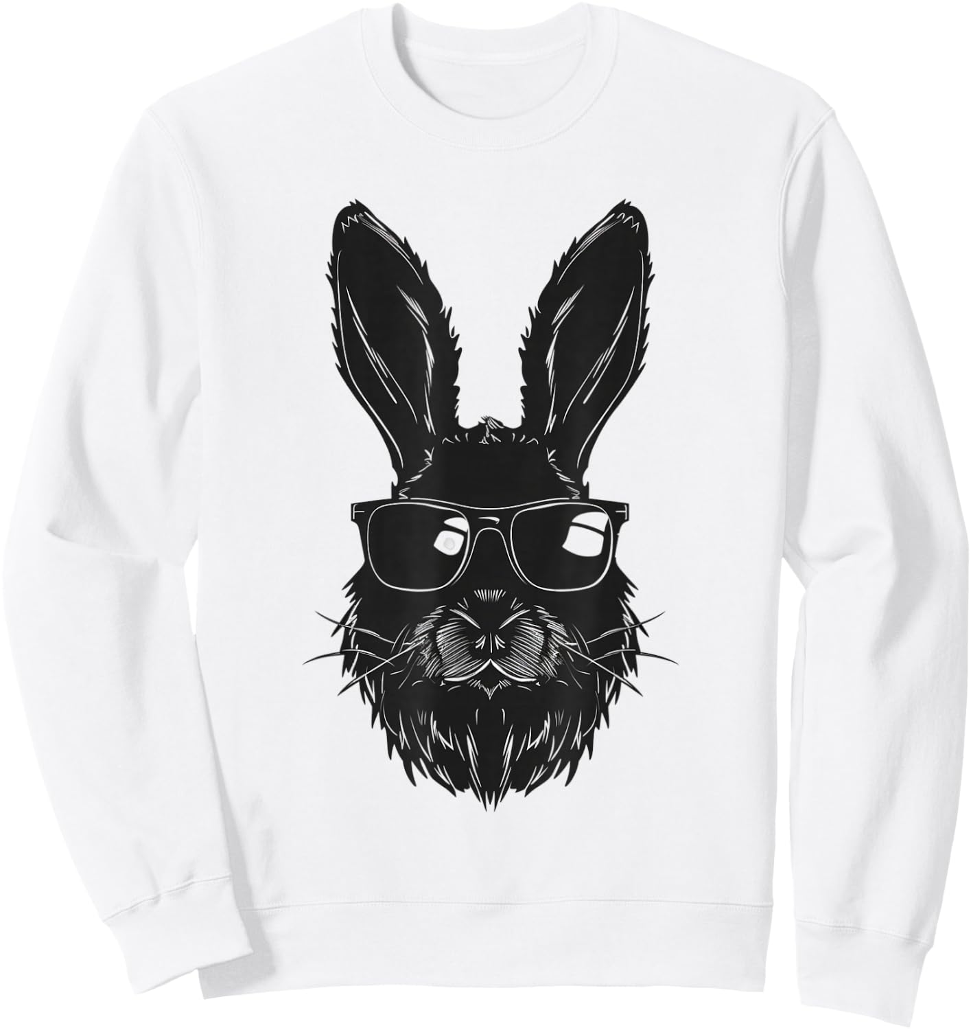 Beard Bunny Face With Sunglasses Easter Day 2024 Men Boy Kid Sweatshirt - Sweatshirt | White