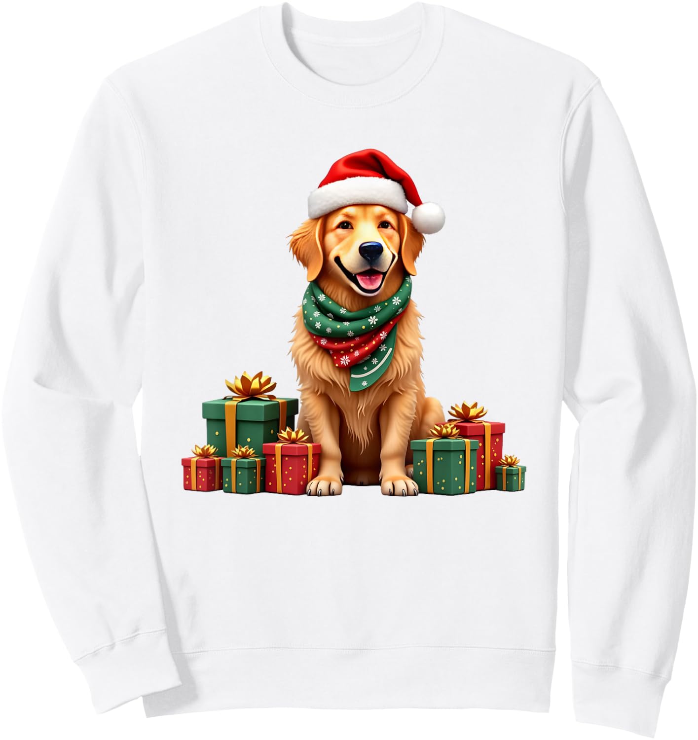 Golden Retriever dog, Christmas, Santa Hat Sweatshirt - Sweatshirt | White