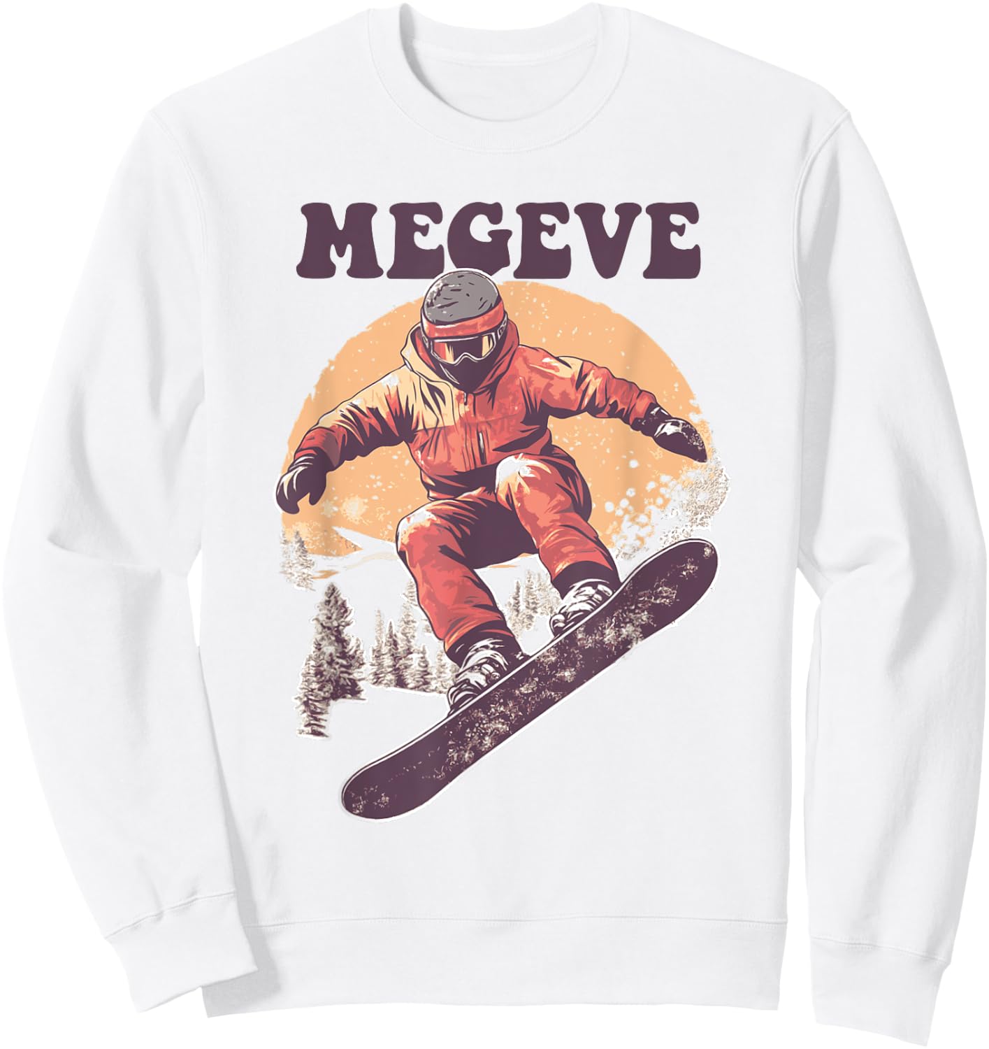 Snowboard Retro Megève France , white, S Sweatshirt - Sweatshirt | White