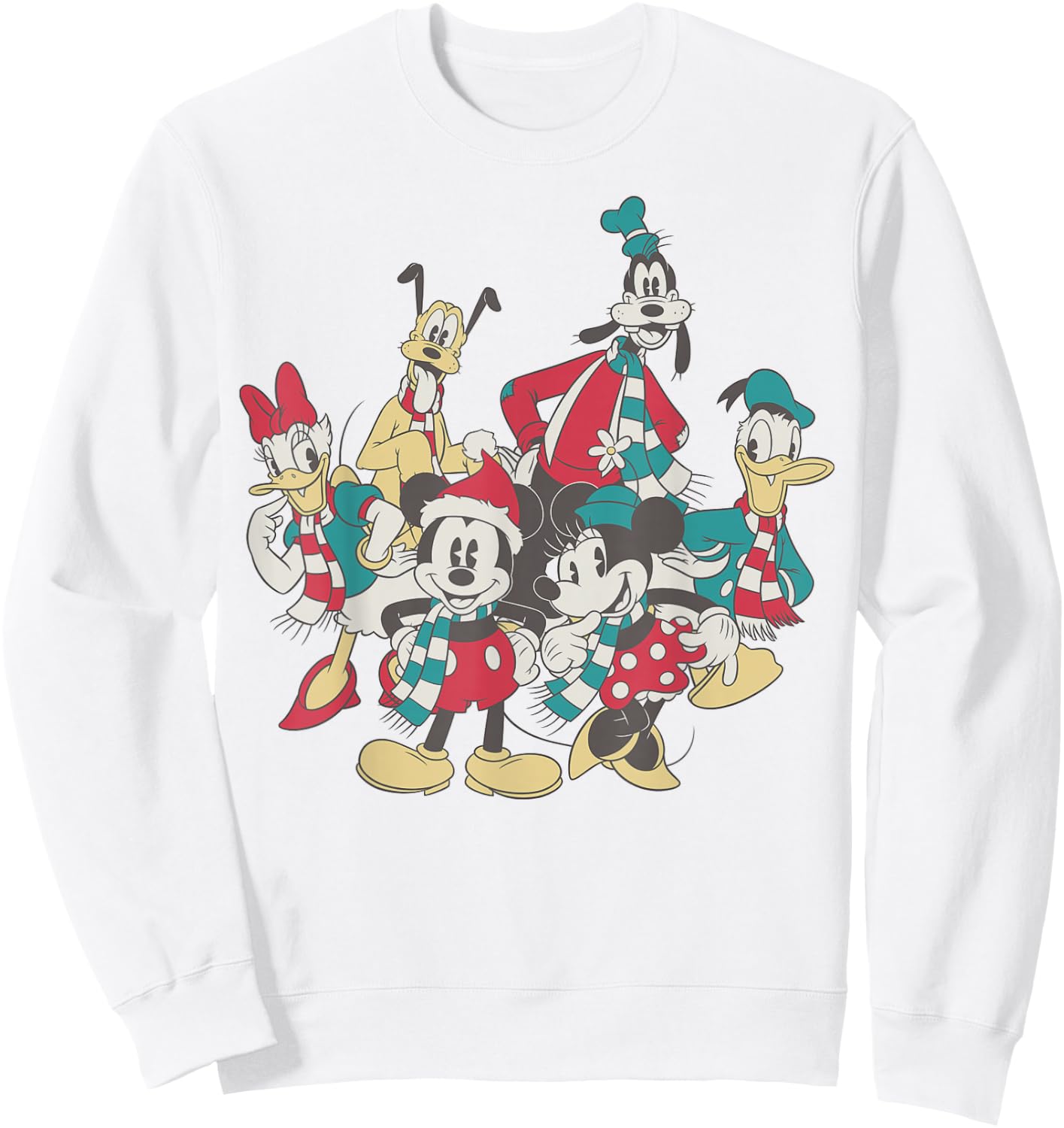 Disney Mickey and Friends Christmas Vintage Group Shot Sweatshirt - Sweatshirt | White