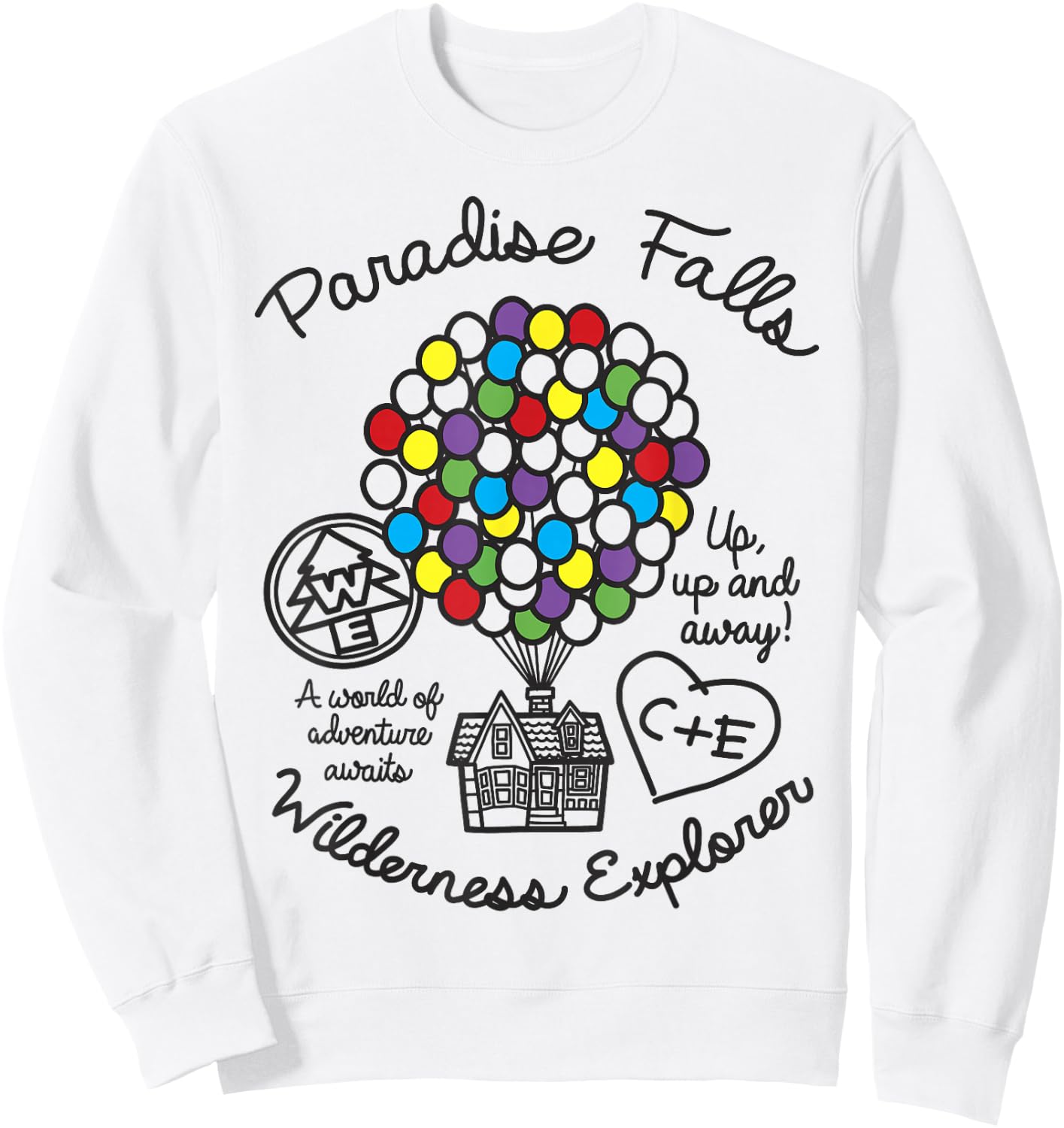 Disney Pixar Up Paradise Falls Wilderness Explorer Balloons Sweatshirt - Sweatshirt | White