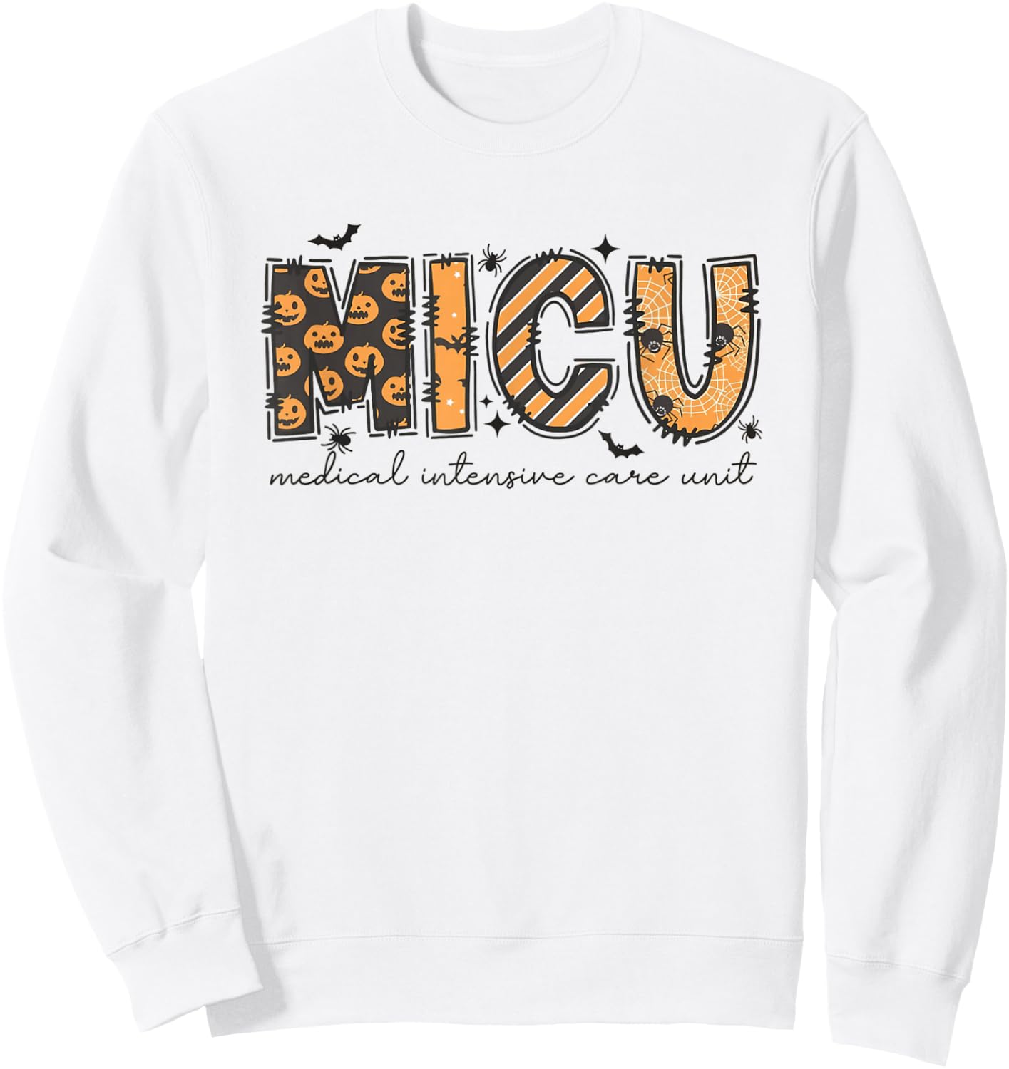 MICU Nurse Halloween Spooky Ghost Medical Intensive Care Sweatshirt - Sweatshirt | White