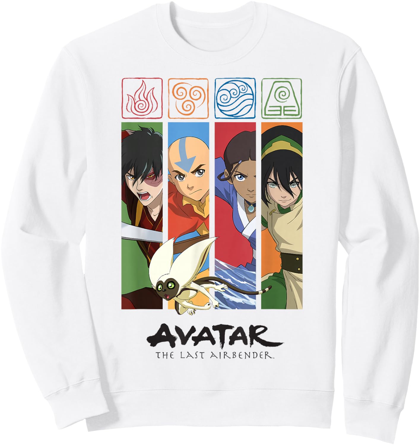 Avatar: The Last Airbender Four Elements Benders Box Panels Sweatshirt - Sweatshirt | White