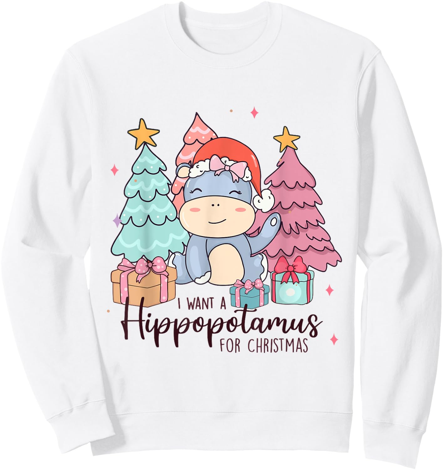 I Want A Hippopotamus For Christmas Xmas Hippo Kid Toddler Sweatshirt - Sweatshirt | White