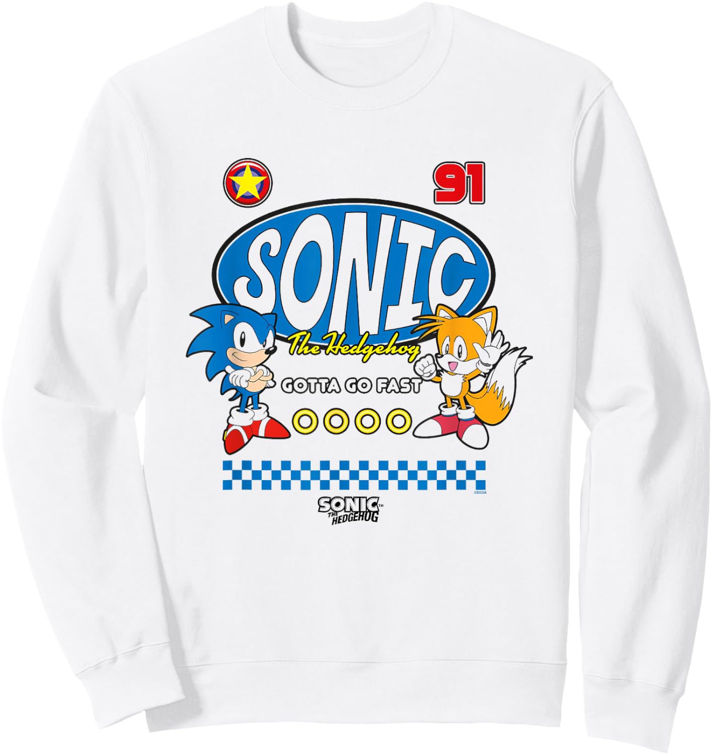 Sonic The Hedgehog Gotta Go Fast Sonic & Tails 91 Retro Sweatshirt - Sweatshirt | White