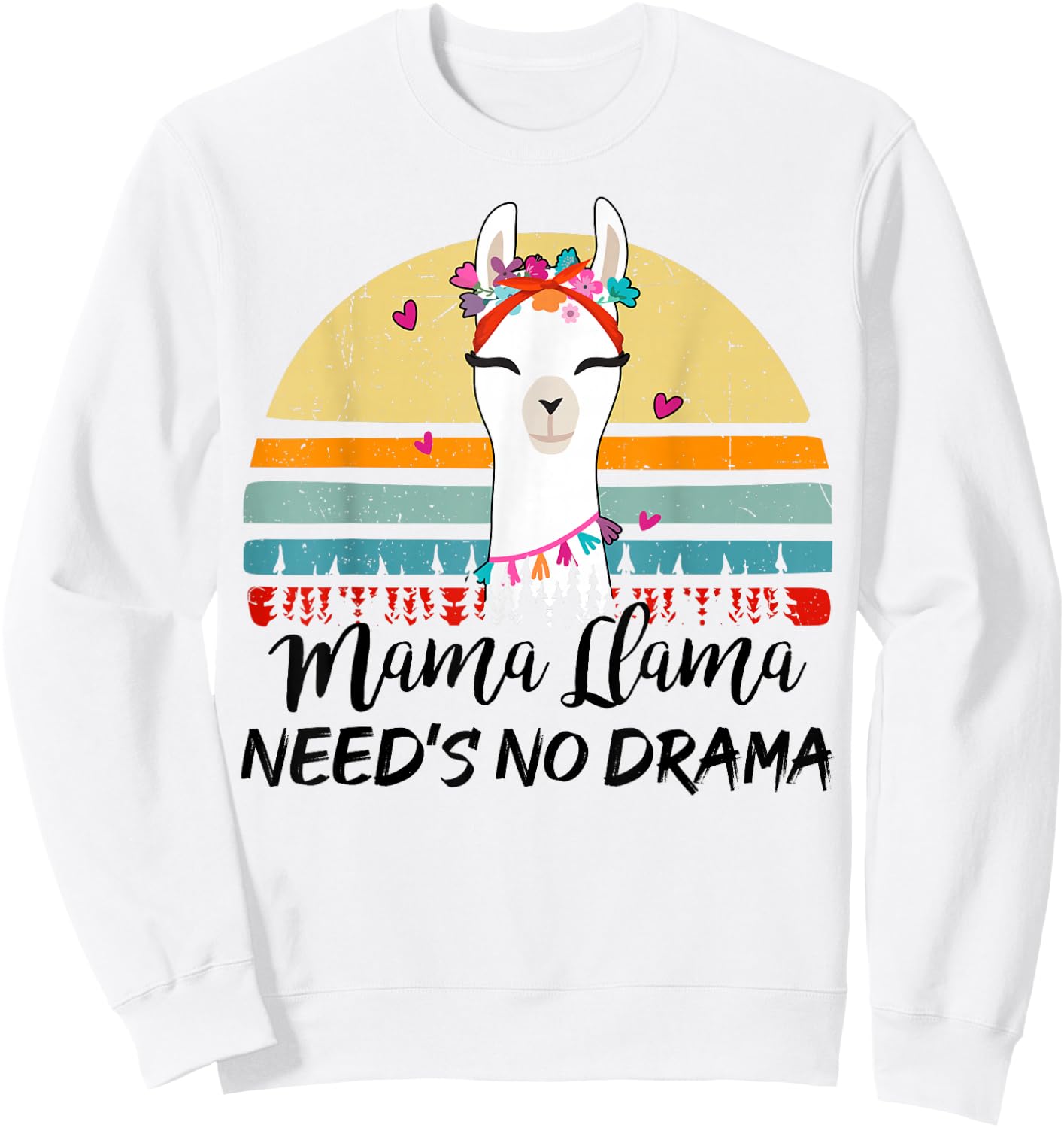 Llama-Shirt Mama-Llama Need No Drama Mothers Day Funny Women Sweatshirt - Sweatshirt | White