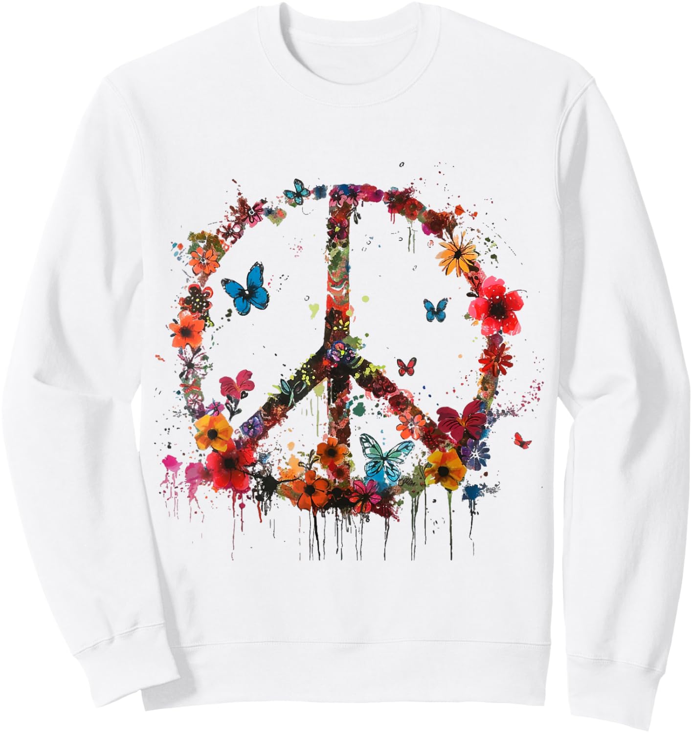 Peace Love Hippie Costume Peace Symbol 60s 70s , white, S Sweatshirt - Sweatshirt | White