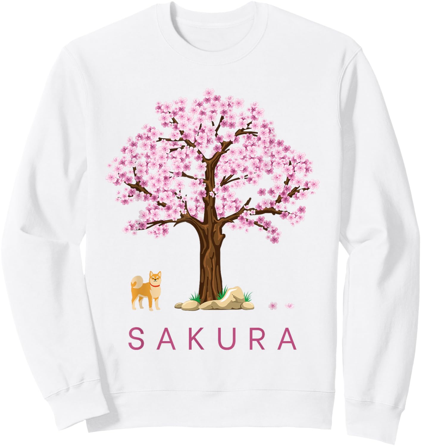 Shiba Dog Japanische Kirschblüte Sakura Blume Baum Frühling Sweatshirt - Sweatshirt | White