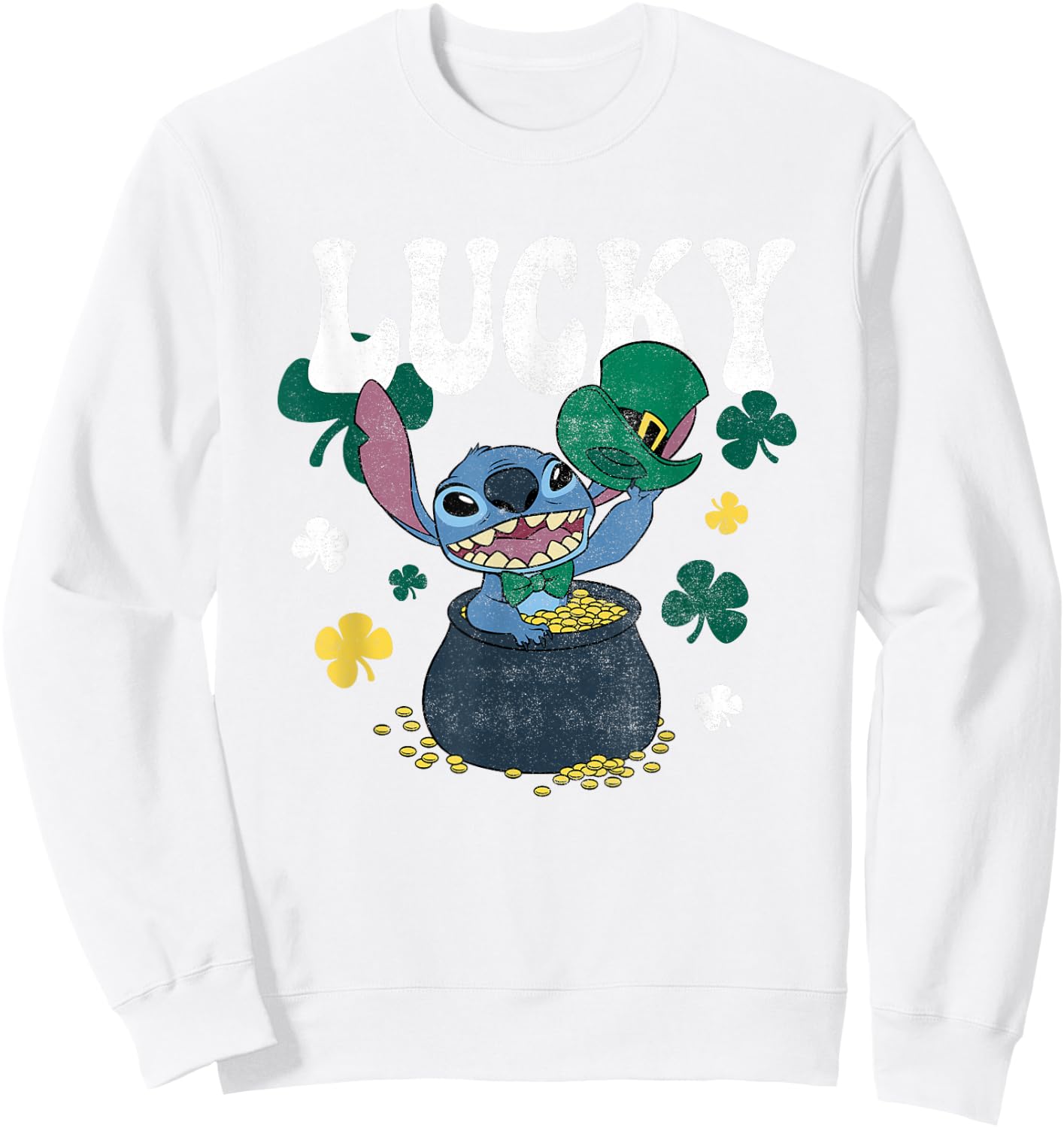 Disney Lilo & Stitch St. Patrick's Day Lucky Stitch Sweatshirt - Sweatshirt | White