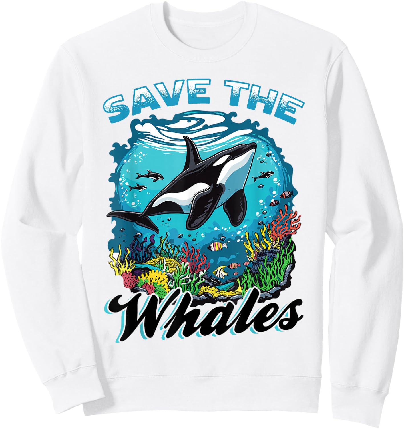 Funny Orca Animal Save The Whales Sweatshirt - Sweatshirt | White