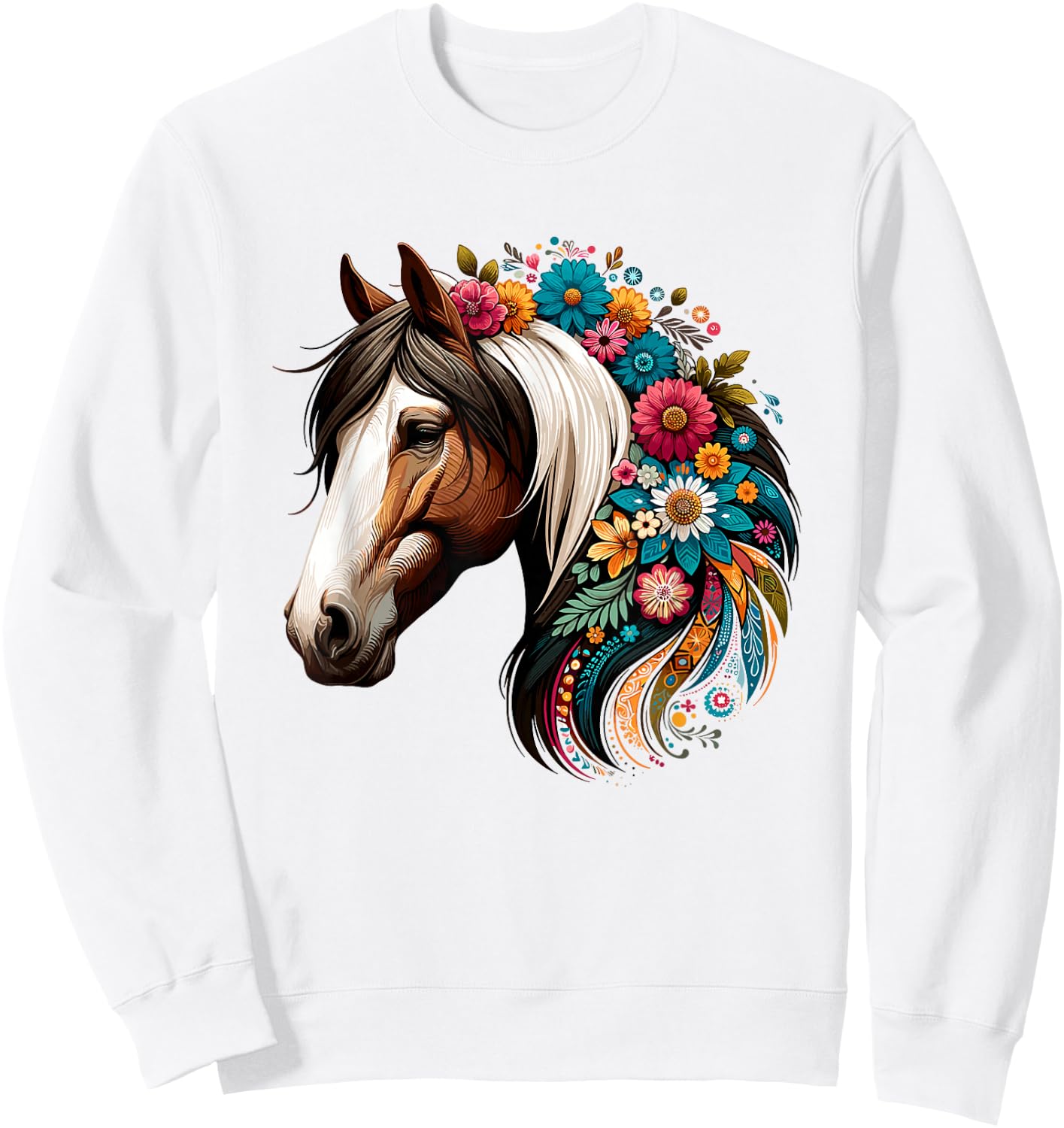 Horse Riding Equestrian, Horse Portrait - Western Horseback Sweatshirt - Sweatshirt | White