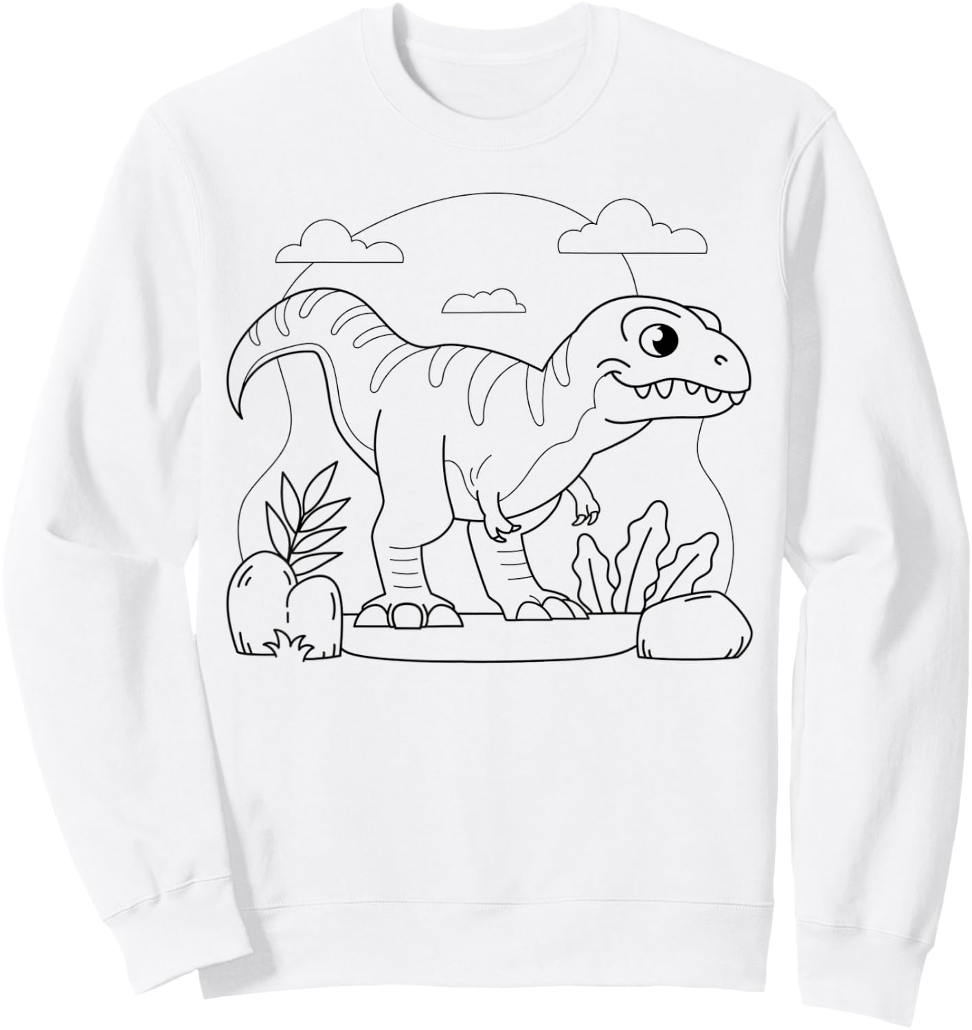 Dinosaur Dino Mandala to Paint & Colour for Children's , White Sweatshirt - Sweatshirt | White