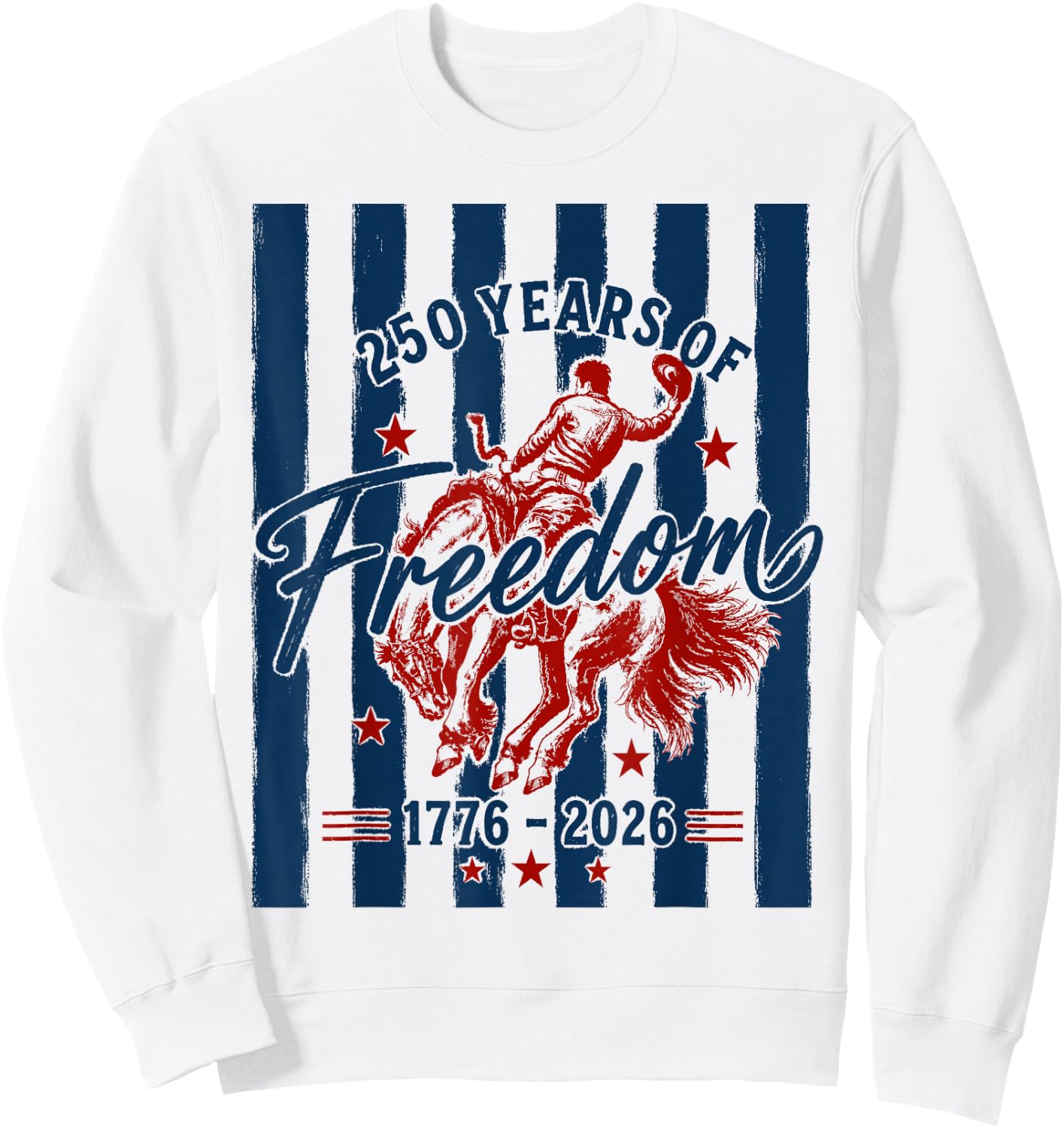Western Cowboy USA 250th Anniversary 1776 2026 Patriotic Sweatshirt - Sweatshirt | White