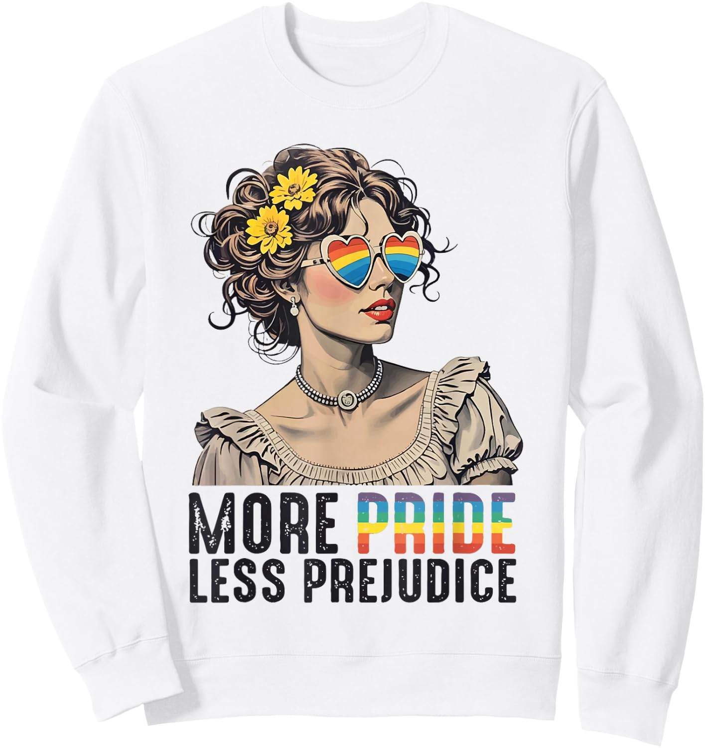 Ally LGBTQ Pride Month Lesbian More Pride Less Prejudice Sweatshirt - Sweatshirt | White