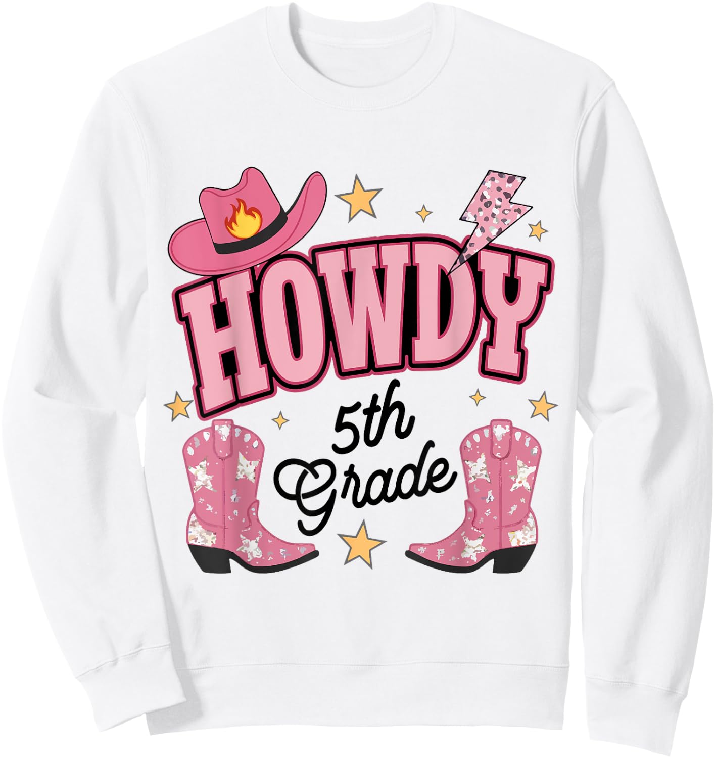 Western Howdy Fifth Grade Back To School 5th Grade Teacher Women Girls Kids Sweatshirt - Sweatshirt | White