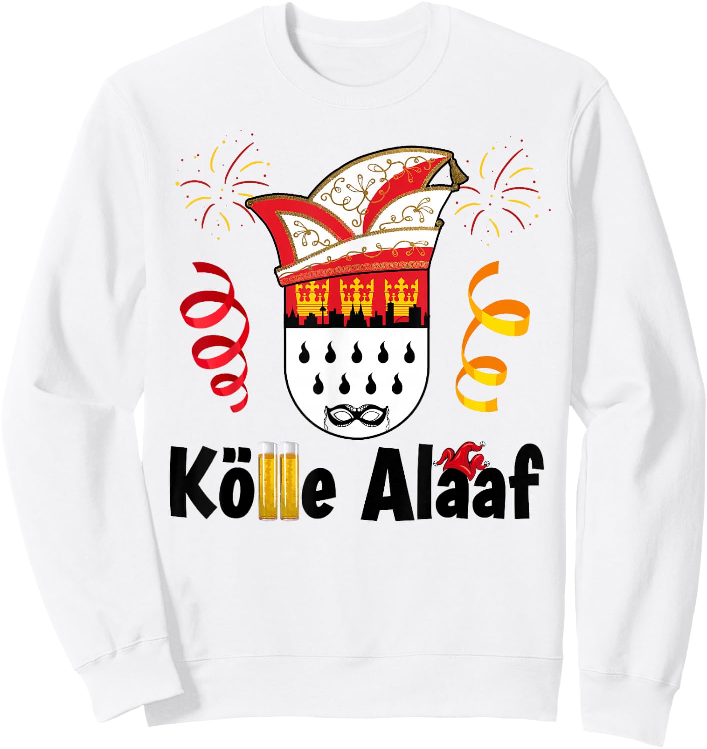 Cologne Cathedral Cologne Alaaf Confetti Carnival , White Sweatshirt - Sweatshirt | White