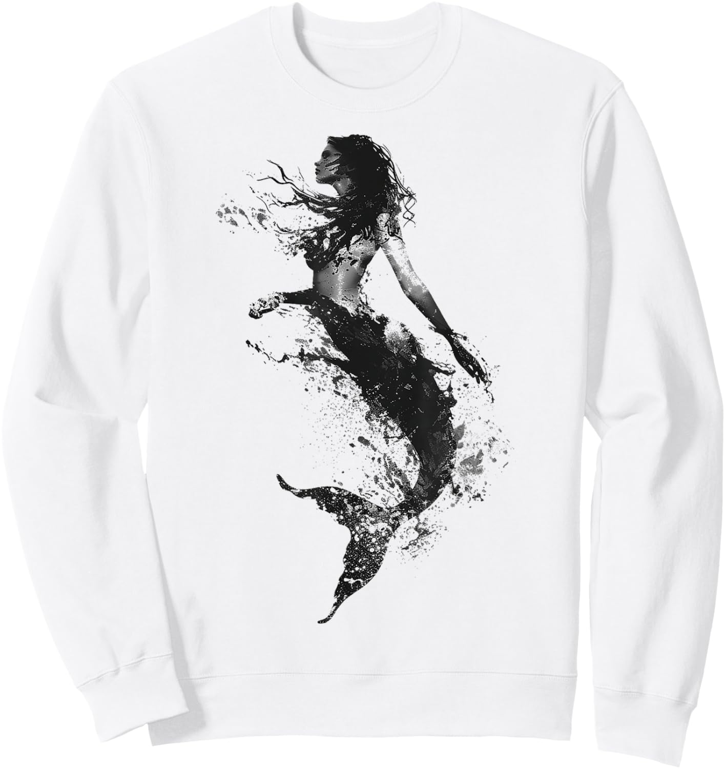 Mermaid Drawing Animal Art Mermaid Sweatshirt - Sweatshirt | White