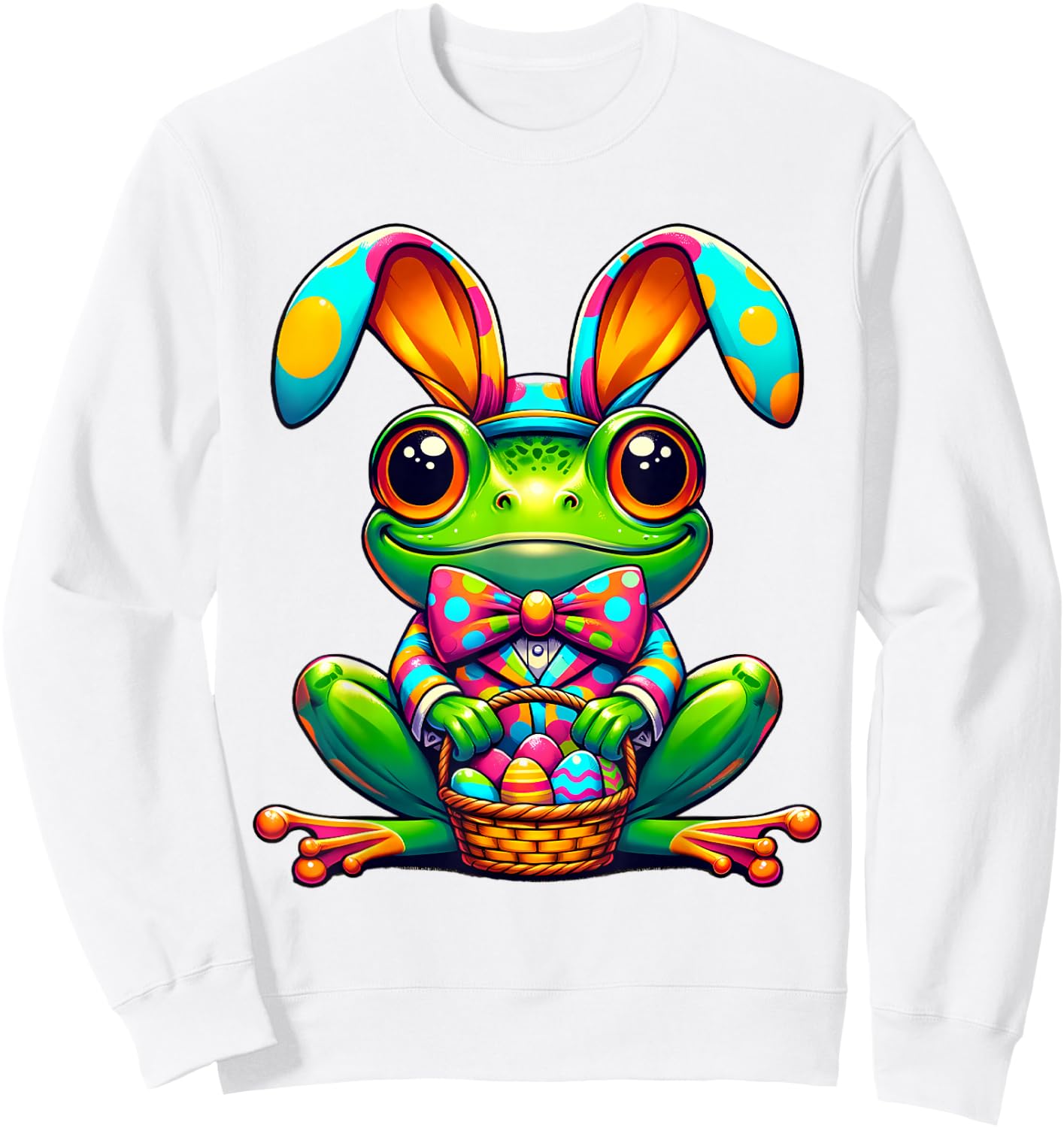 Easter Frog Bunny Ears Women Men Kids Sweatshirt - Sweatshirt | White