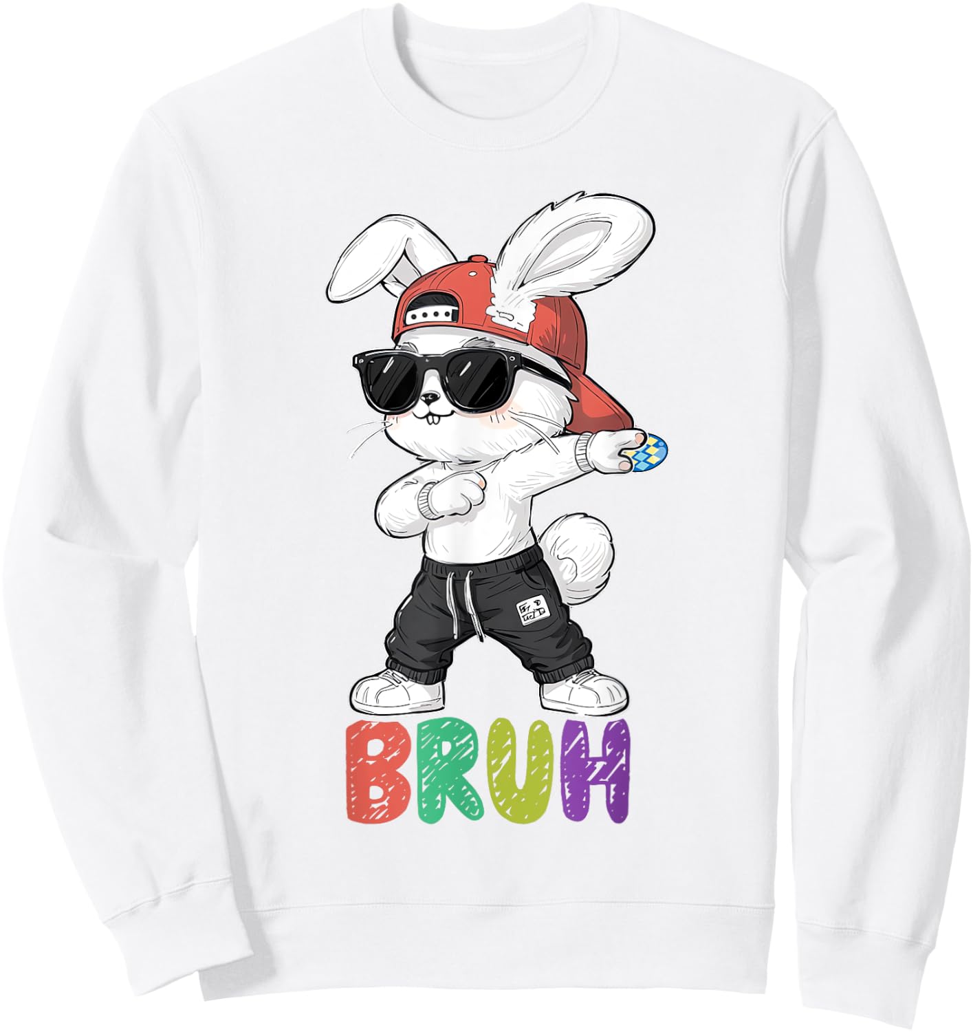 Bruh Meme Easter Day Dabbing Bunny Easter Bruh Boys Kids Sweatshirt - Sweatshirt | White