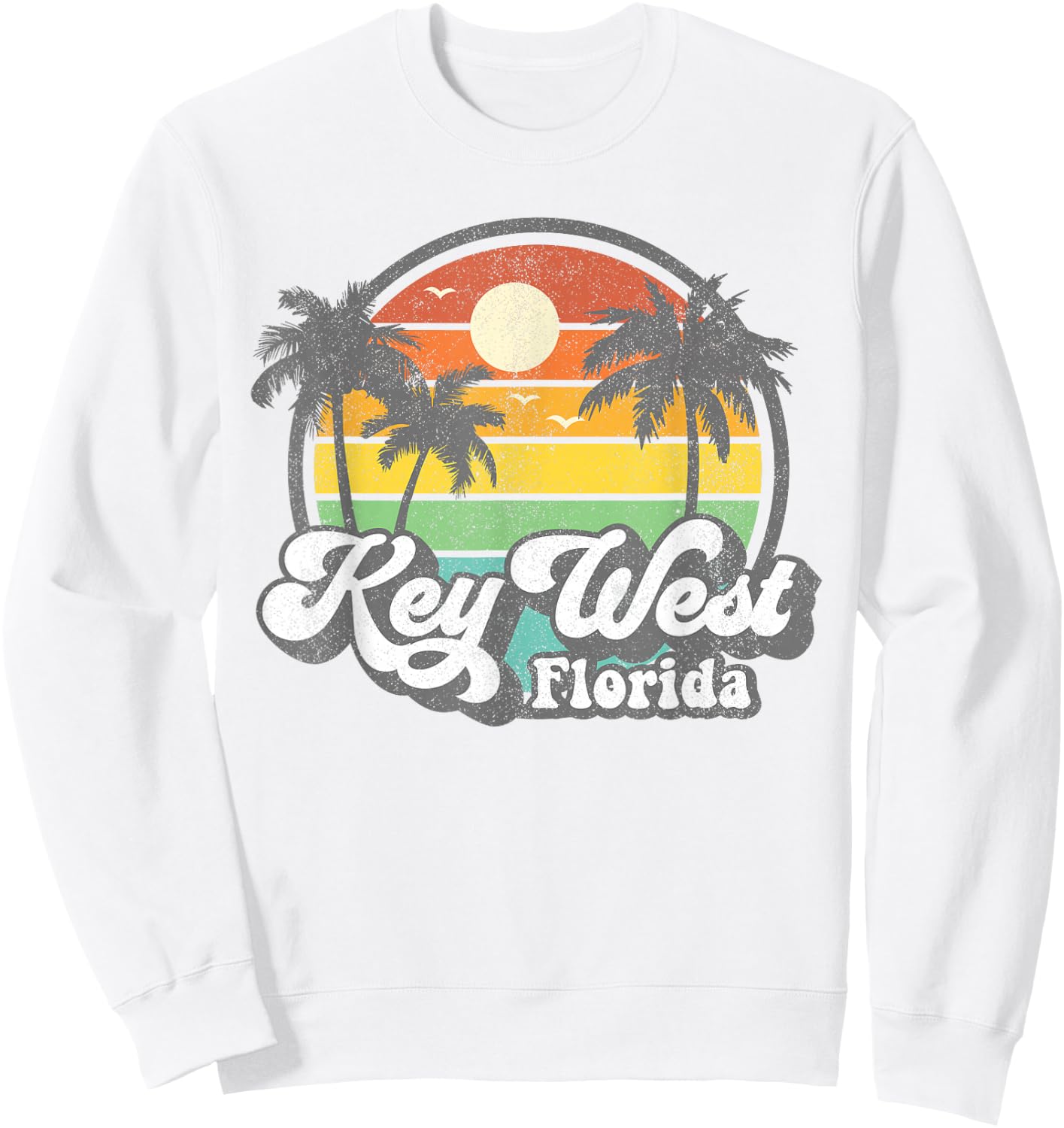 Vintage Key West Florida Keys Retro 70's Beach Vacation Gift Sweatshirt - Sweatshirt | White