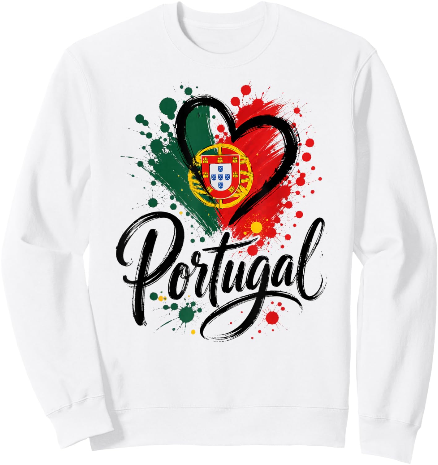 I Love Portugal Vacation Travel Drapeau en Forme de cœur Motif Touristique Sweatshirt - Sweatshirt | White