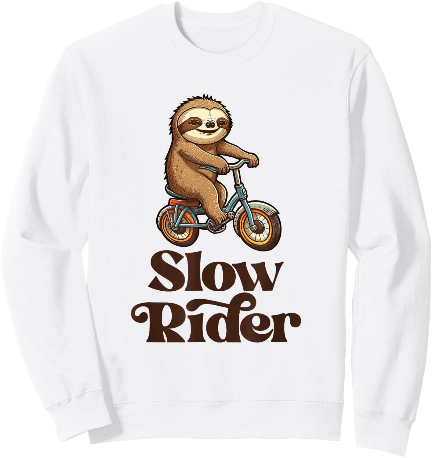 Slow Rider Sloth Riding Bike Sweatshirt - Sweatshirt | White