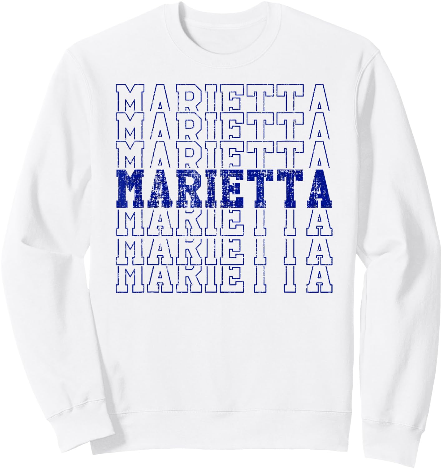 Trendy Retro Marietta GA Distressed Sweatshirt - Sweatshirt | White