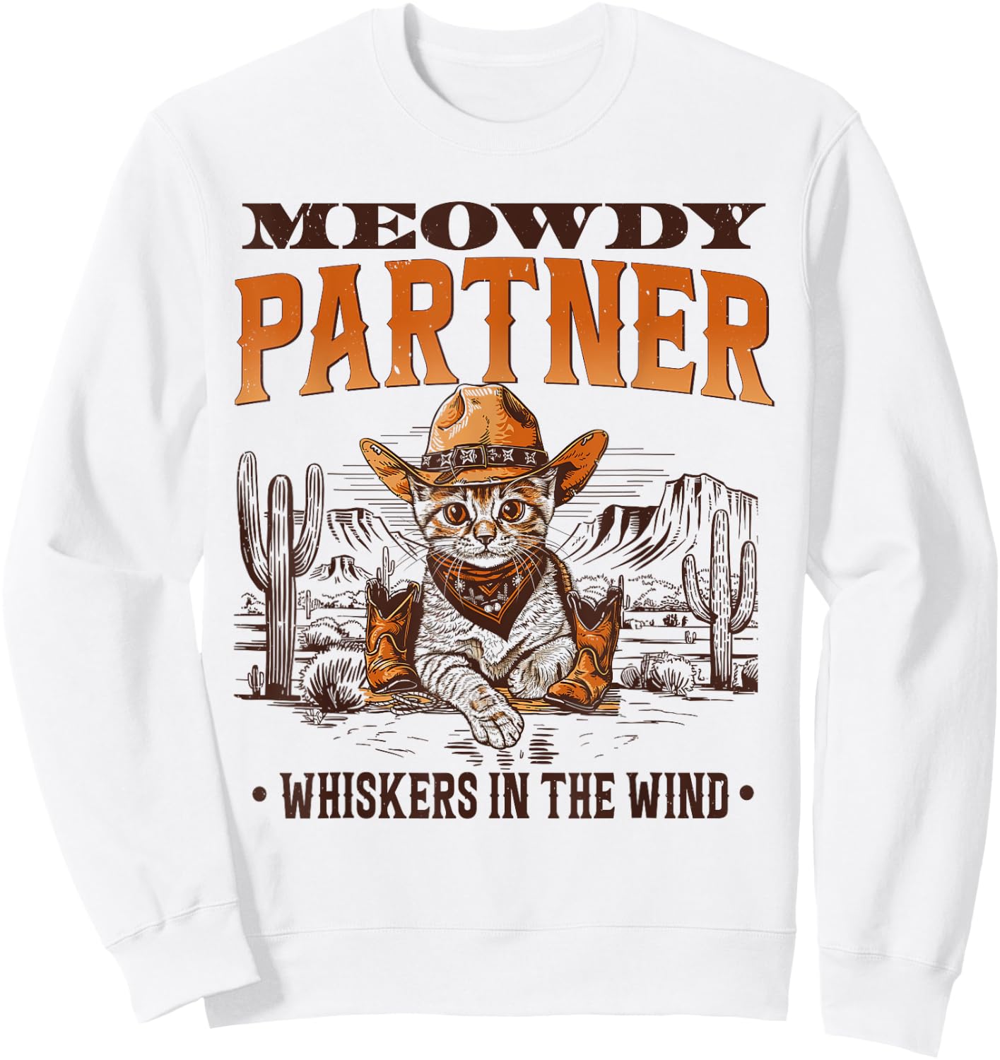Meowdy Partner Cowboy Cat Vintage Women Kid Sweatshirt - Sweatshirt | White