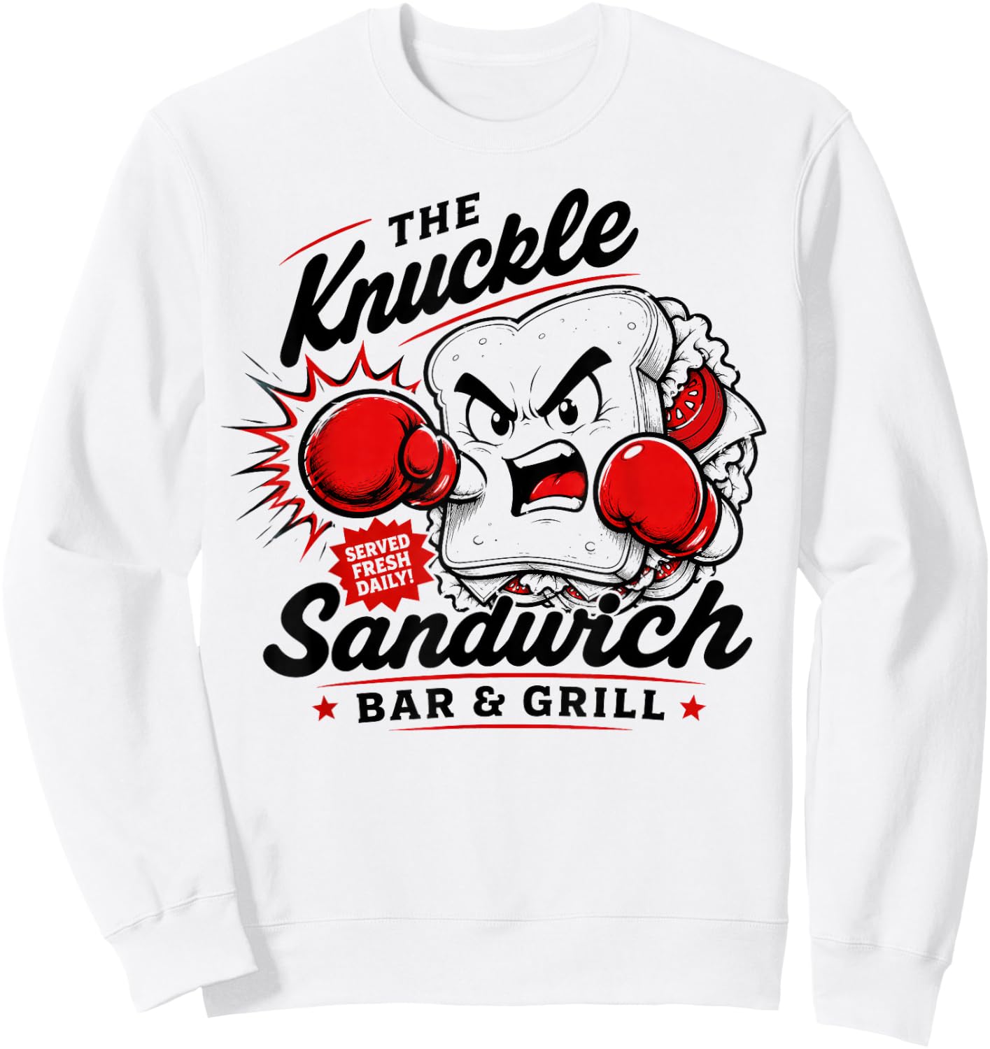 The Knuckle-Sandwich Bar & Grill Fighting Joke Bar Humor Sweatshirt - Sweatshirt | White