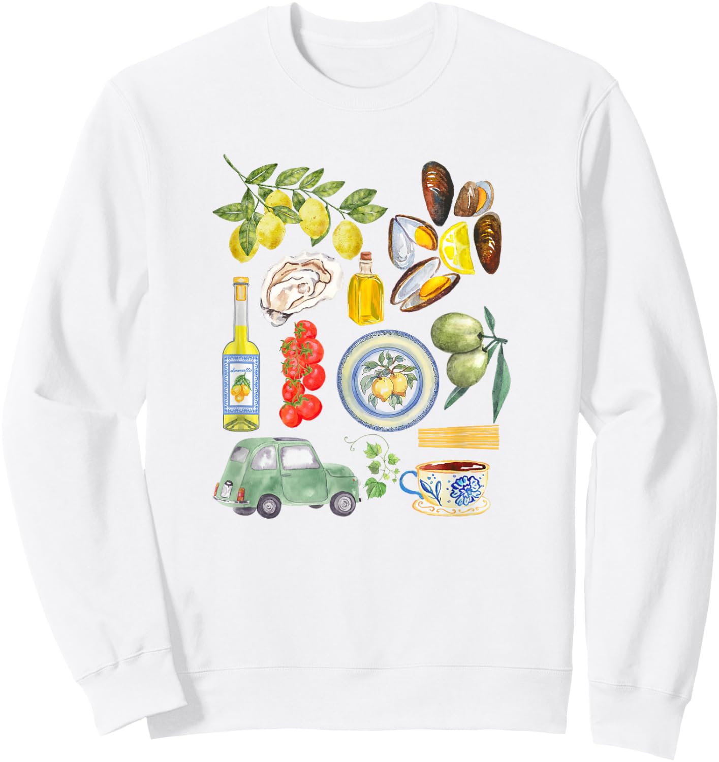 Italian summer Sardines tinned fish tomato girl food lover Sweatshirt - Sweatshirt | White