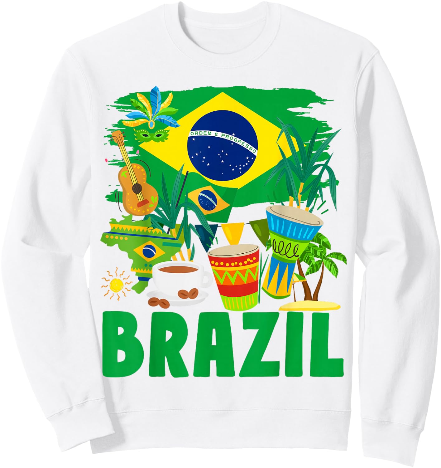 Brazil Flag - Outfit Idea for Children - Flag of Brazil and Brazil , Yellow, S Sweatshirt - Sweatshirt | White