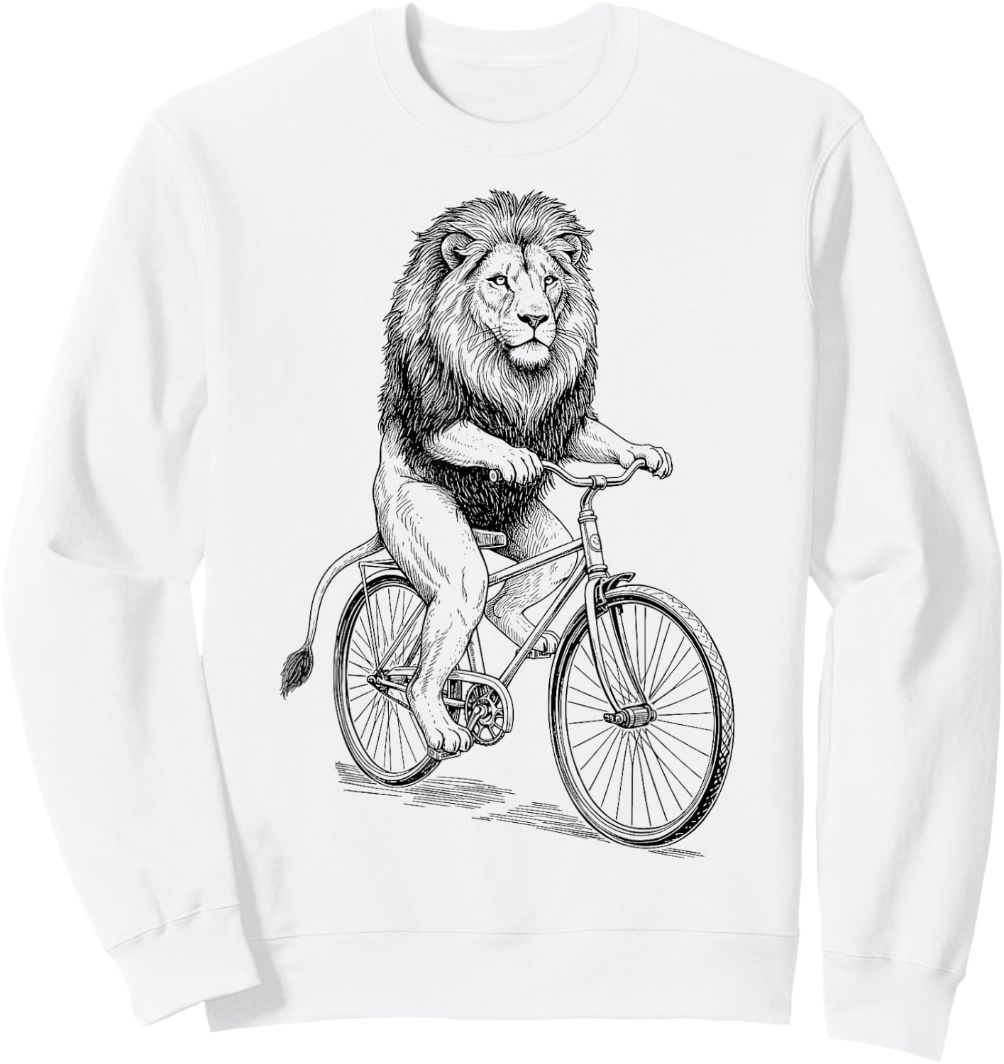 Vintage Lion Cat Shaped Cycling Sweatshirt - Sweatshirt | White