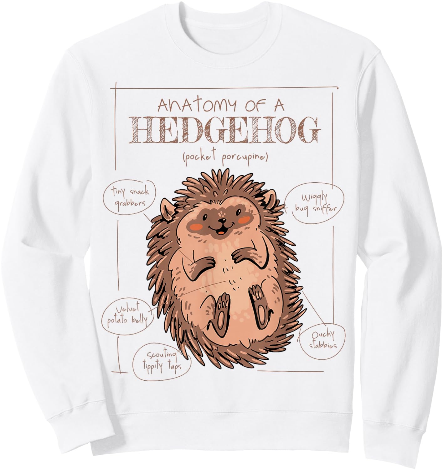 Anatomy of a Hedgehog - Pocket Porcupine Sweatshirt - Sweatshirt | White