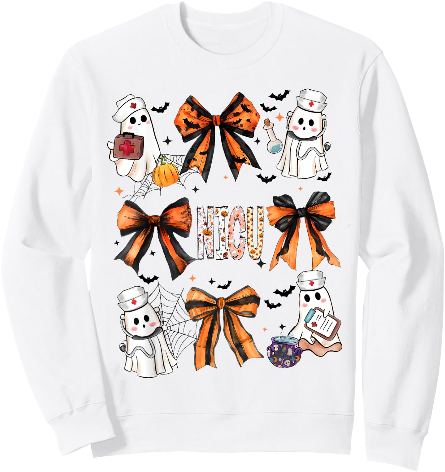 Cute Pink Coquette Bow Girly Nicu Nurse Sweatshirt - Sweatshirt | White