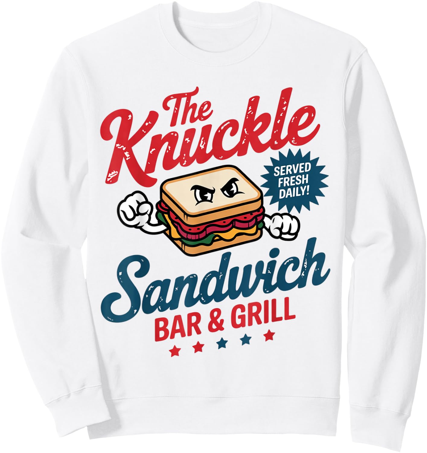 The Knuckle Sandwich Bar & Grill Fighting Sarcastic Joke Sweatshirt - Sweatshirt | White
