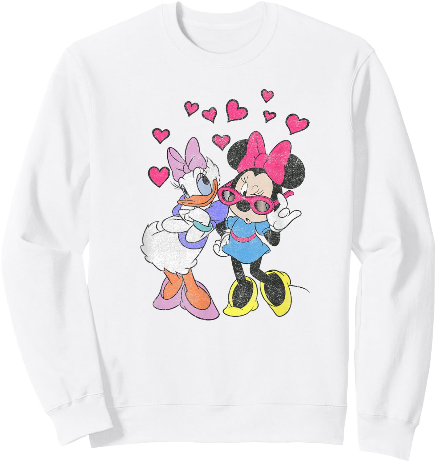 Disney Mickey and Friends Minnie & Daisy Hearts Portrait Sweatshirt - Sweatshirt | White