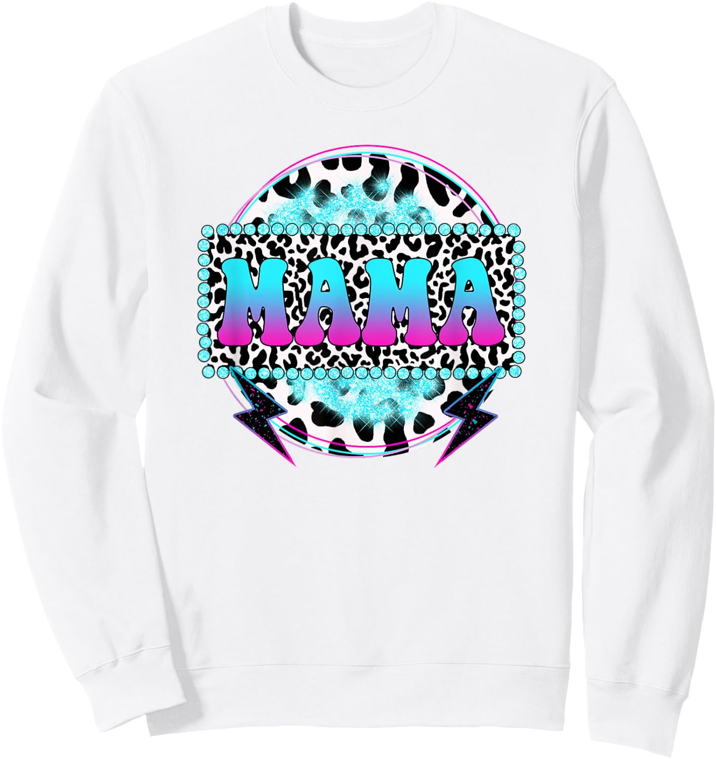 Groovy Mama Cow Print Pattern Mom Mother's Day Sweatshirt - Sweatshirt | White