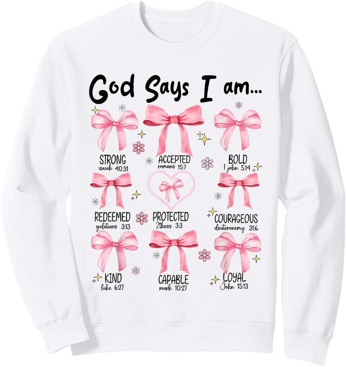 God Says I Am Pink Coquette Christian Jesus Happy Easter Day Sweatshirt - Sweatshirt | White