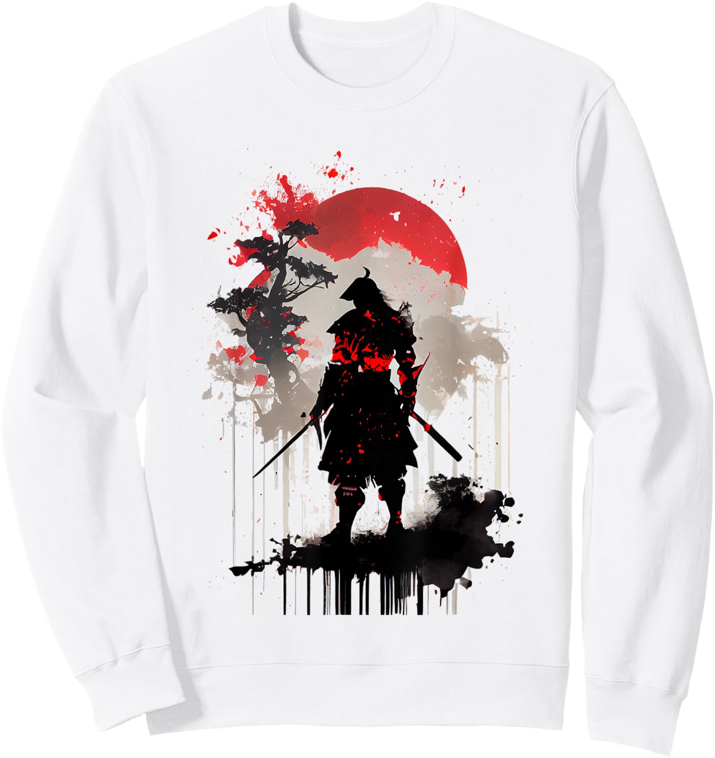 Retro Samurai Warrior Japanese Samurai Ronin , White Sweatshirt - Sweatshirt | White