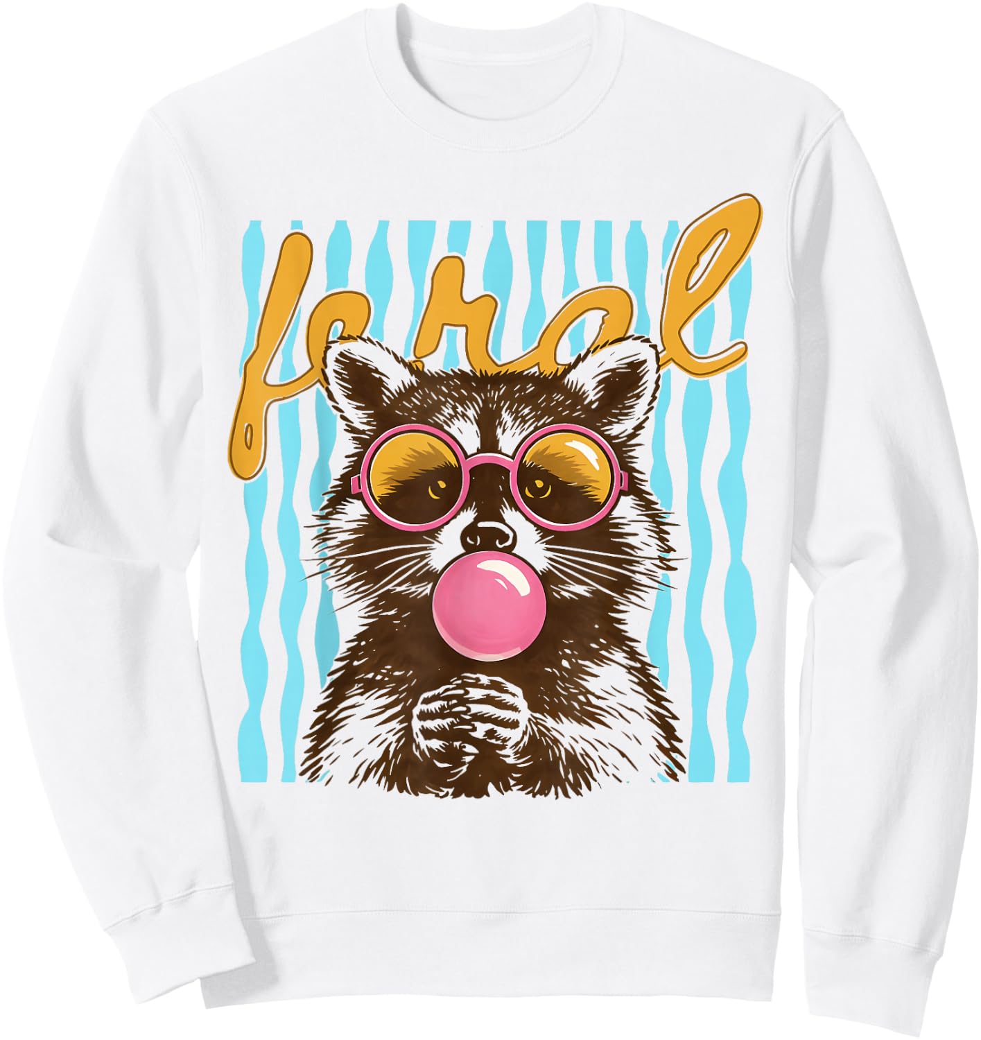 Feral Funny Meme Raccoon Hawaii Beach Summer Vacation Retro Sweatshirt - Sweatshirt | White