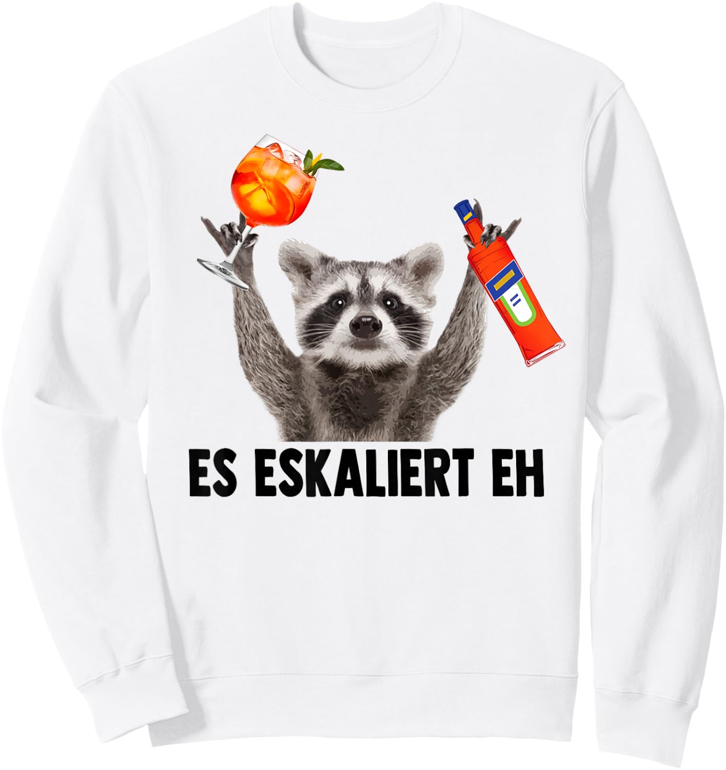 ES ESKALIERT EH X Raccoon Meme Racoon X Pedro Spritz , White Sweatshirt - Sweatshirt | White