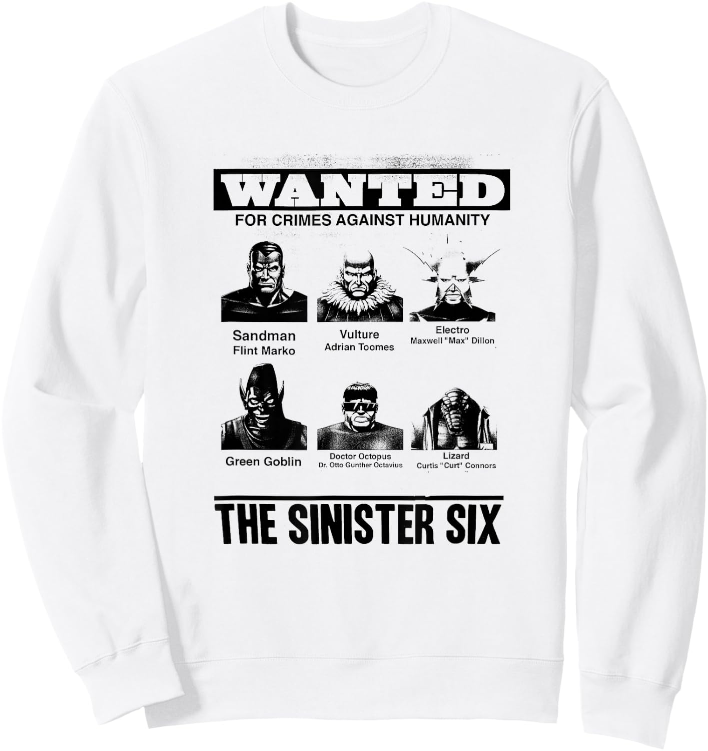 Marvel Comics Retro Classic The Sinister Six Wanted Poster Sweatshirt - Sweatshirt | White